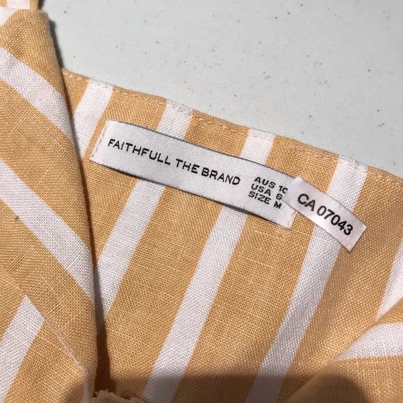 Faithfull The Brand Le Petite Button Down Mini Dress in Mazur Stripe Lemon - Picture 9 of 13